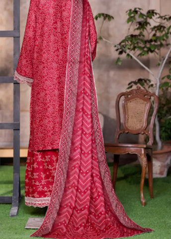 WCEMB-2529-F- 3 Piece Embroidered Cotton Stitched Suit