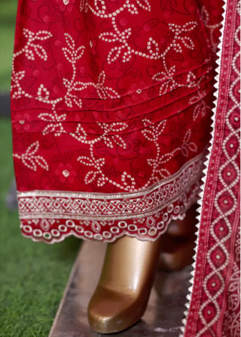 WCEMB-2529-F- 3 Piece Embroidered Cotton Stitched Suit