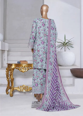 WCEMB-2532-F- 3 Piece Embroidered Cotton Stitched Suit