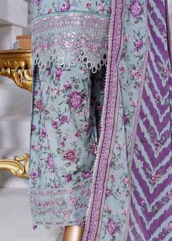 WCEMB-2532-F- 3 Piece Embroidered Cotton Stitched Suit