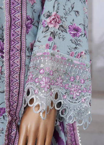 WCEMB-2532-F- 3 Piece Embroidered Cotton Stitched Suit