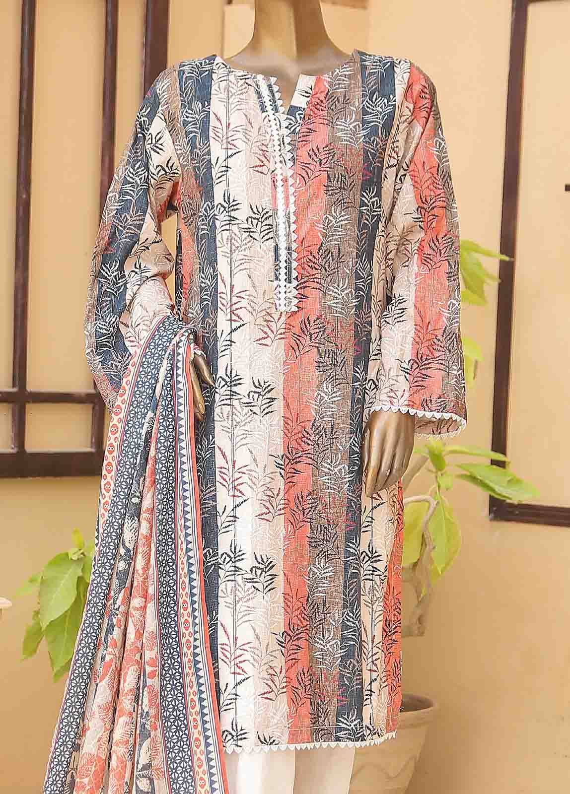 Bin Saeed Fabric - WCF-003-3 Piece Cotton Printed