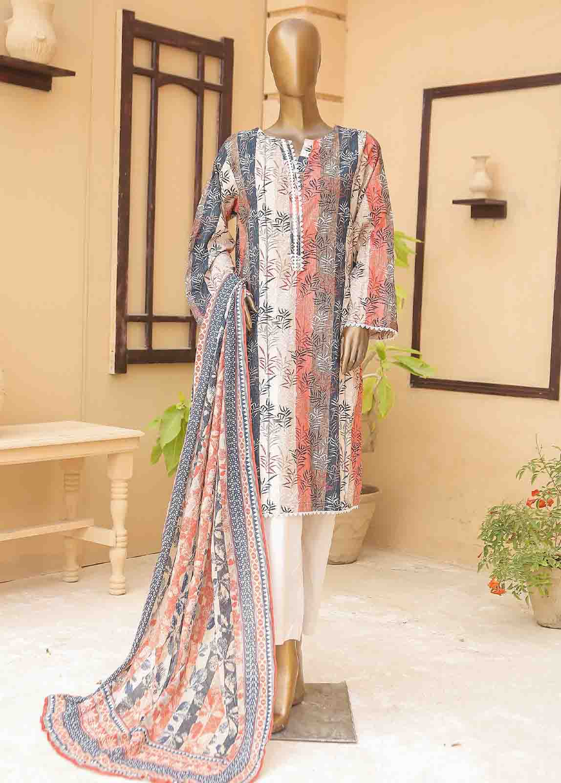 Bin Saeed Fabric - WCF-003-3 Piece Cotton Printed