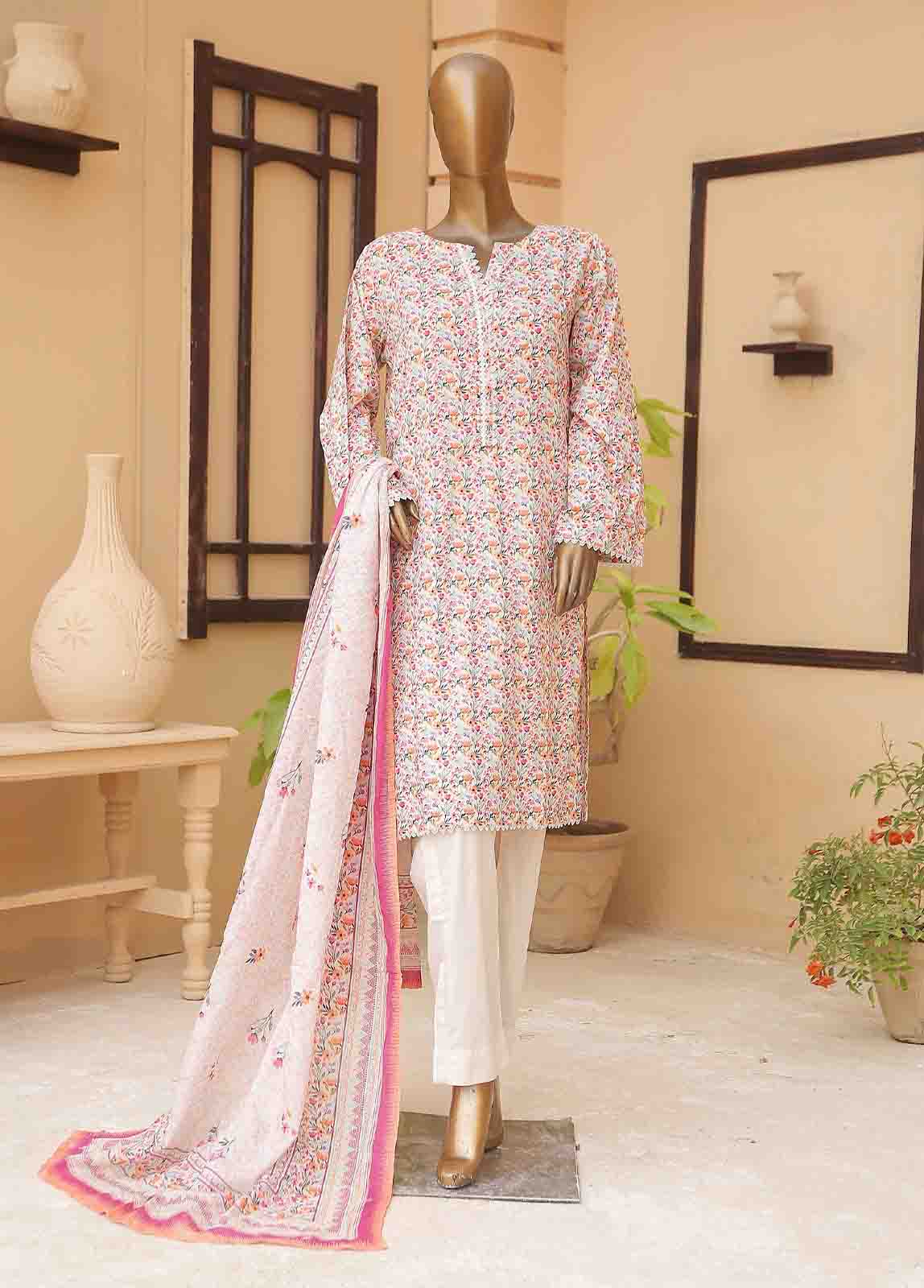 Bin Saeed Fabric - WCF-004-3 Piece Lawn Printed