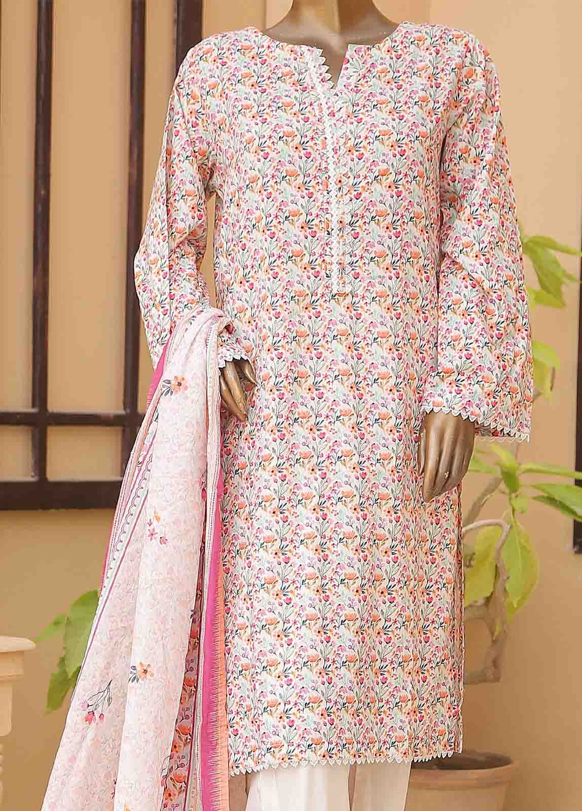 Bin Saeed Fabric - WCF-004-3 Piece Lawn Printed