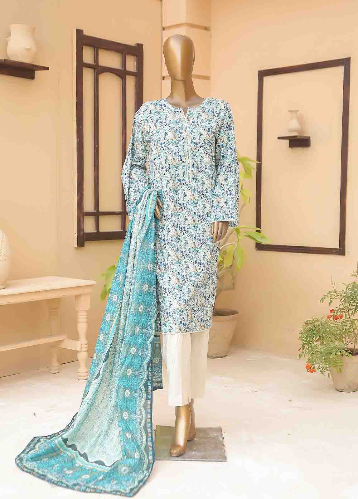 Bin Saeed Fabric - WCF-005-3 Piece Lawn Printed