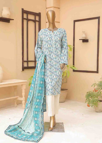 Bin Saeed Fabric - WCF-005-3 Piece Lawn Printed