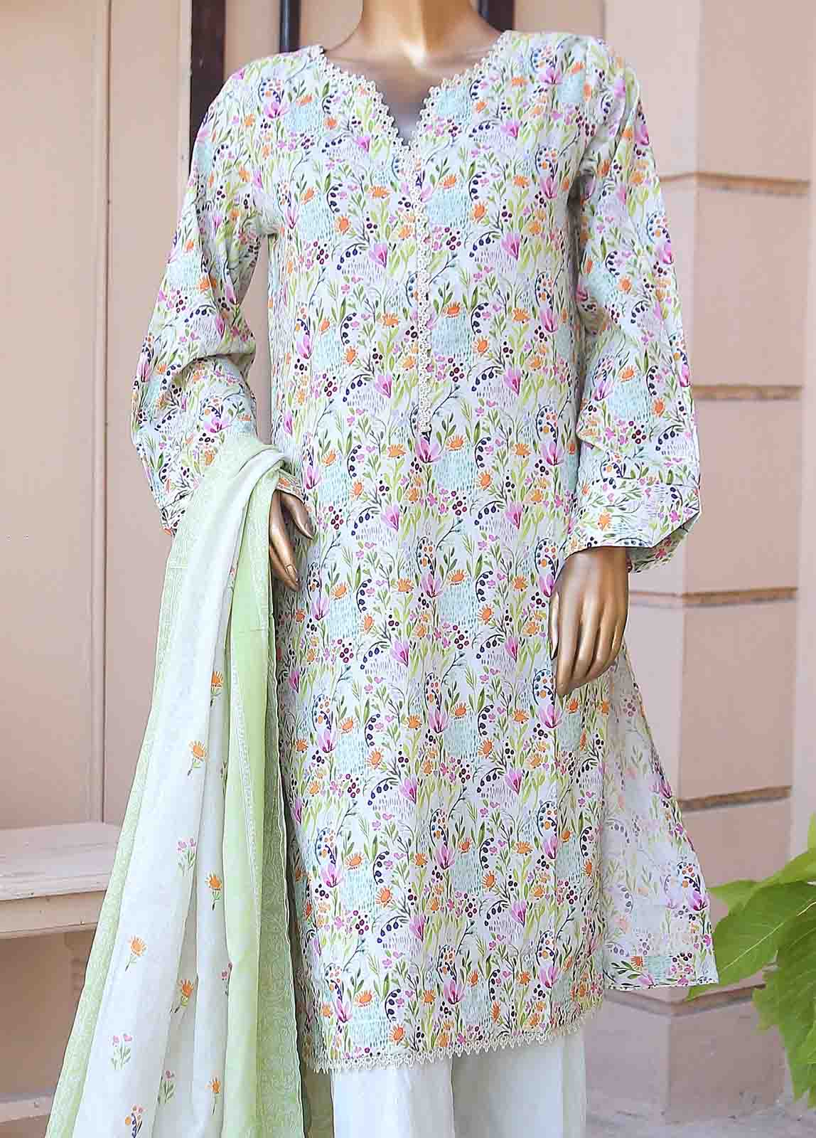 Bin Saeed Fabric - WCF-006-3 Piece Lawn Printed
