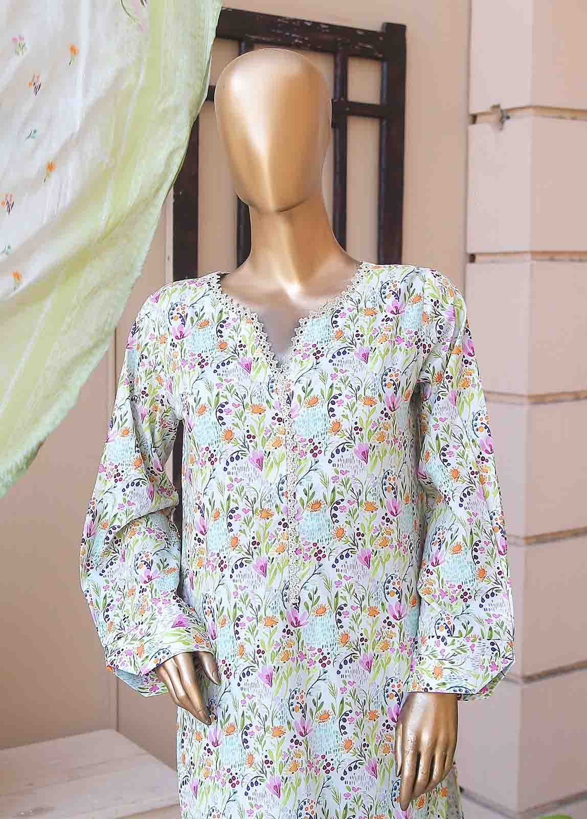 Bin Saeed Fabric - WCF-006-3 Piece Lawn Printed