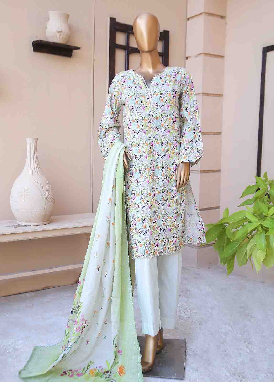 Bin Saeed Fabric - WCF-006-3 Piece Lawn Printed