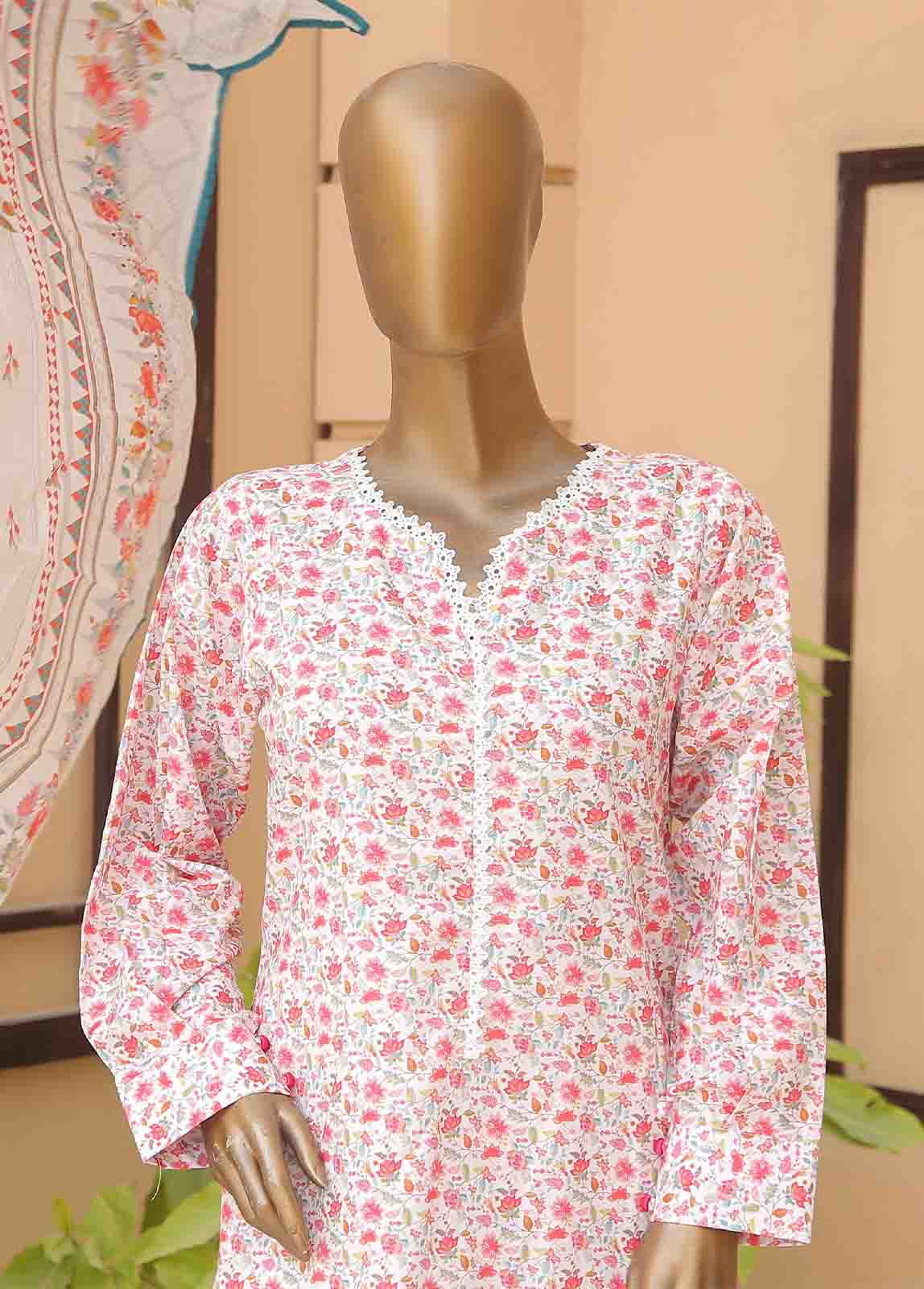 Bin Saeed Fabric - WCF-007-3 Piece Lawn Printed