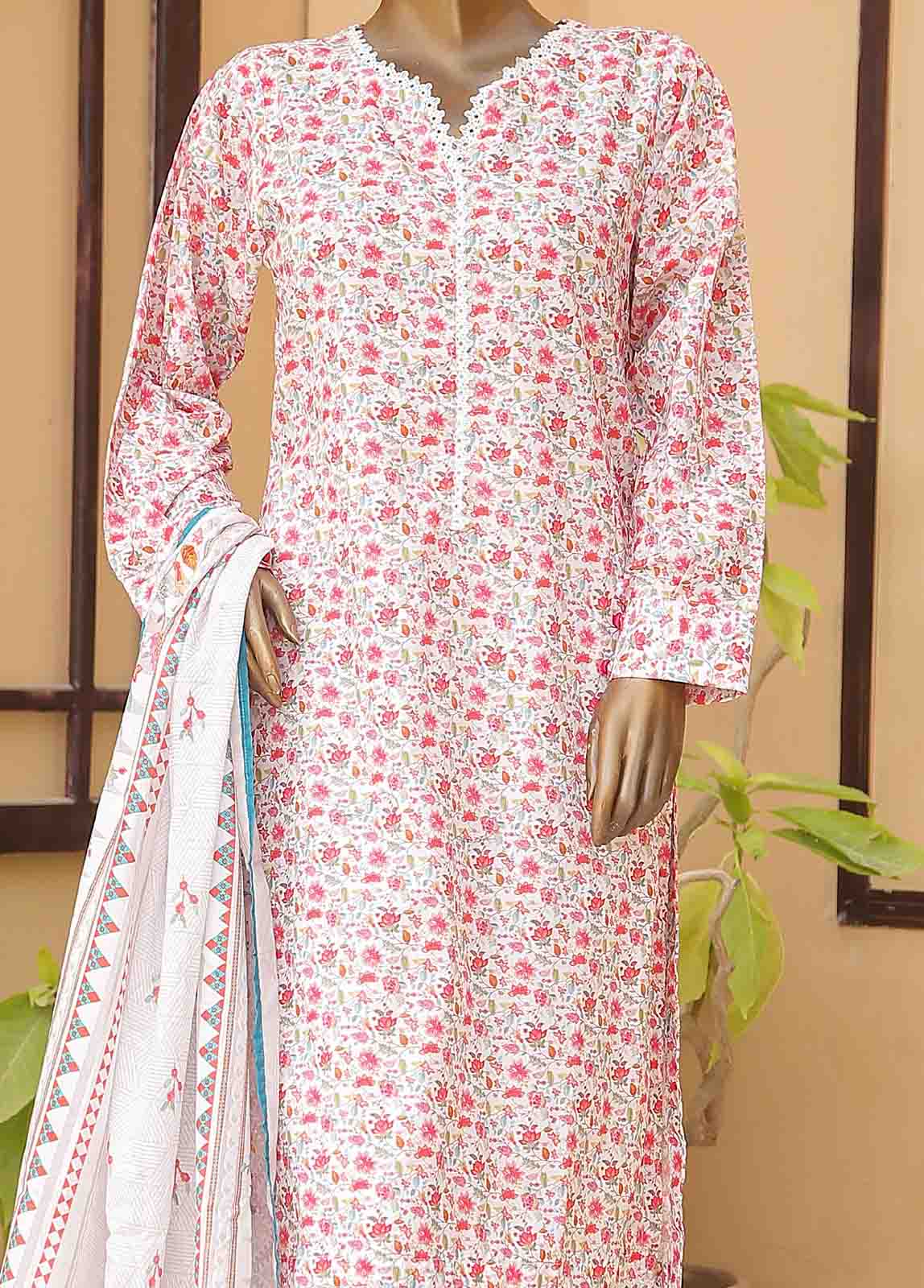 Bin Saeed Fabric - WCF-007-3 Piece Lawn Printed