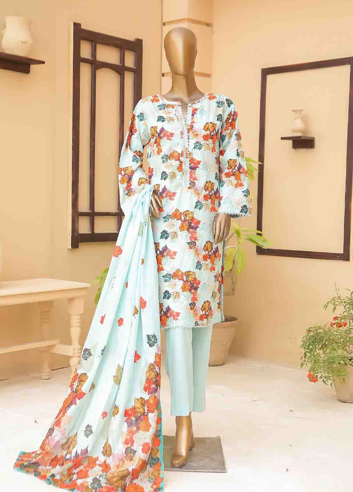 Bin Saeed Fabric - WCF-012-3 Piece Lawn Printed