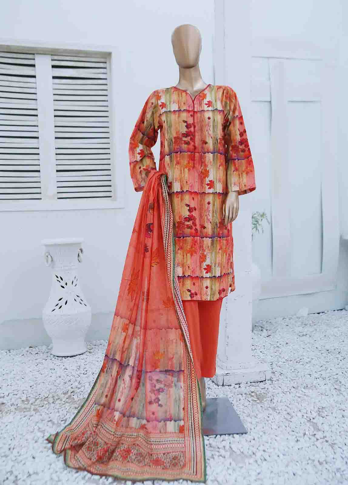 Bin Saeed Fabric - WCF-020-3 Piece Lawn Printed