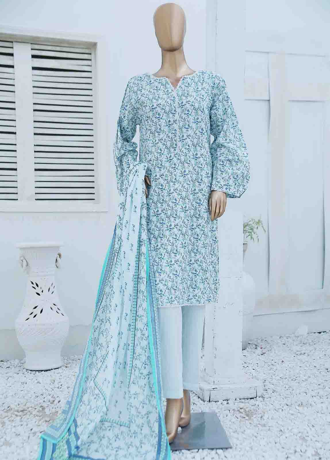 Bin Saeed Fabric - WCF-021-3 Piece Lawn Printed