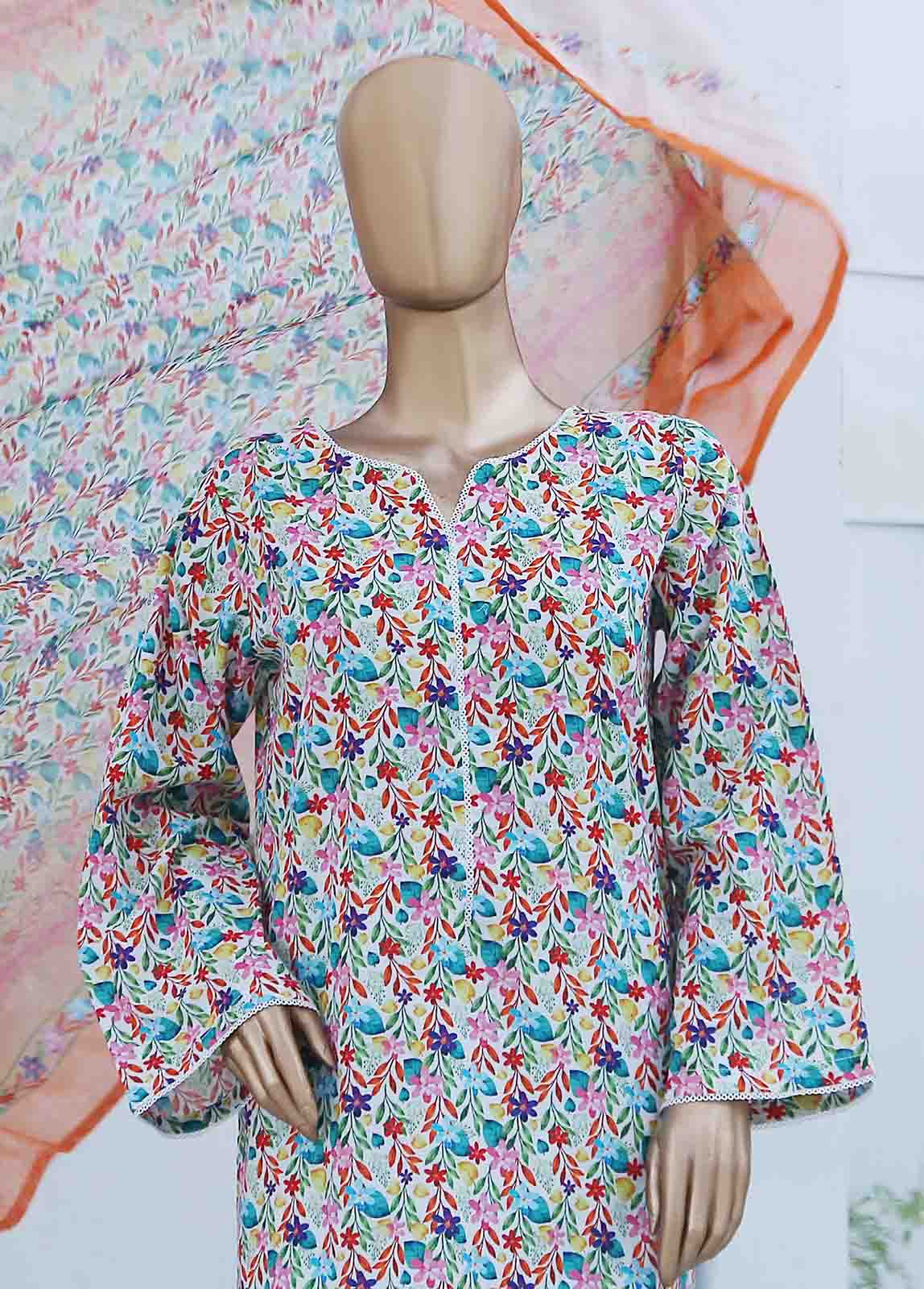 Bin Saeed Fabric - WCF-022-3 Piece Lawn Printed