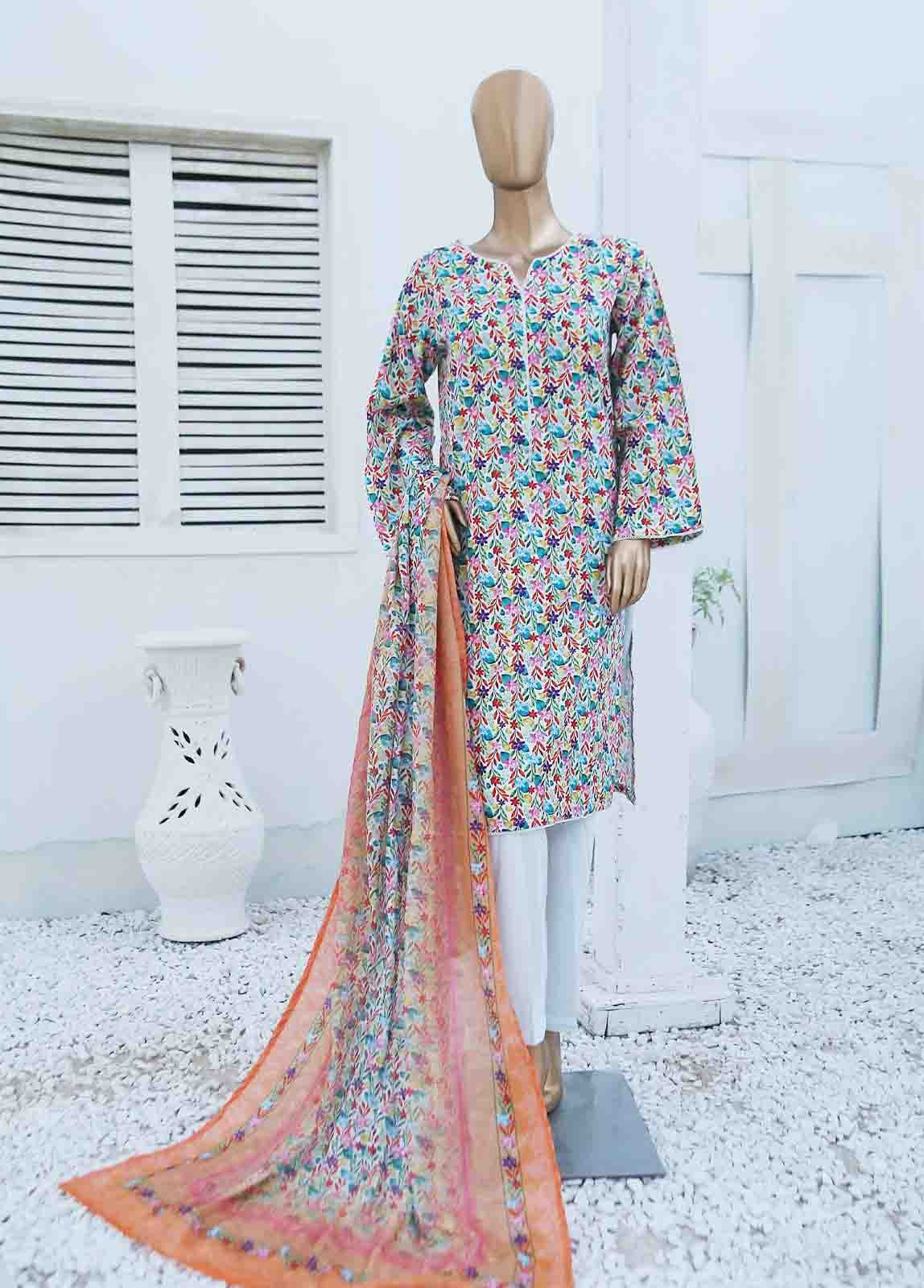 Bin Saeed Fabric - WCF-022-3 Piece Lawn Printed