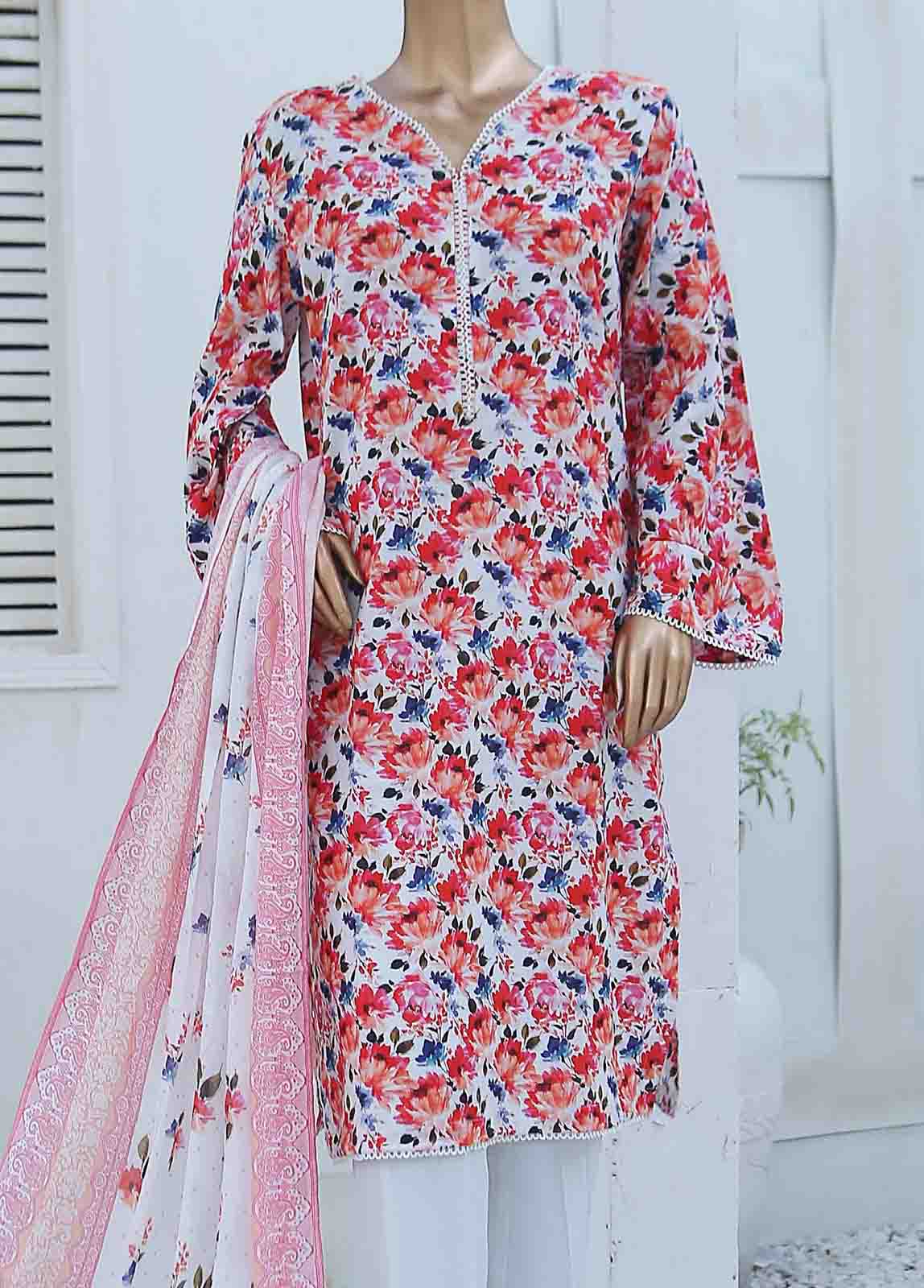 Bin Saeed Fabric - WCF-023 -3 Piece Lawn Printed