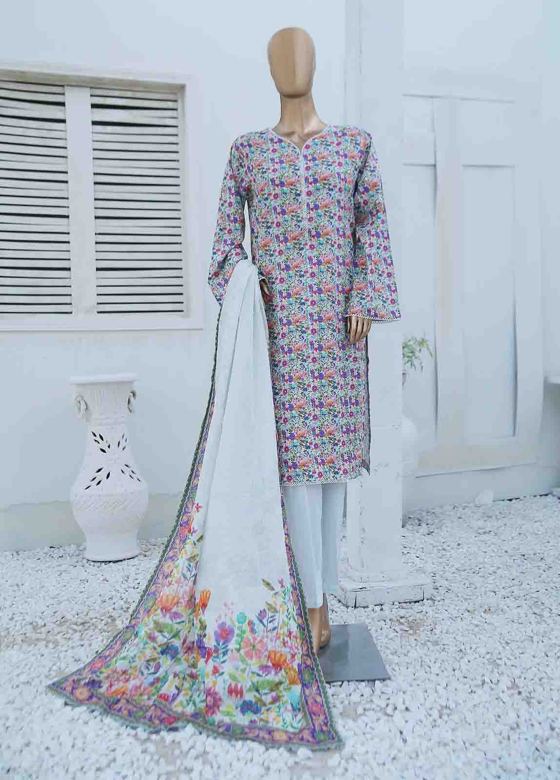 Bin Saeed Fabric - WCF-025-3 Piece Lawn Printed