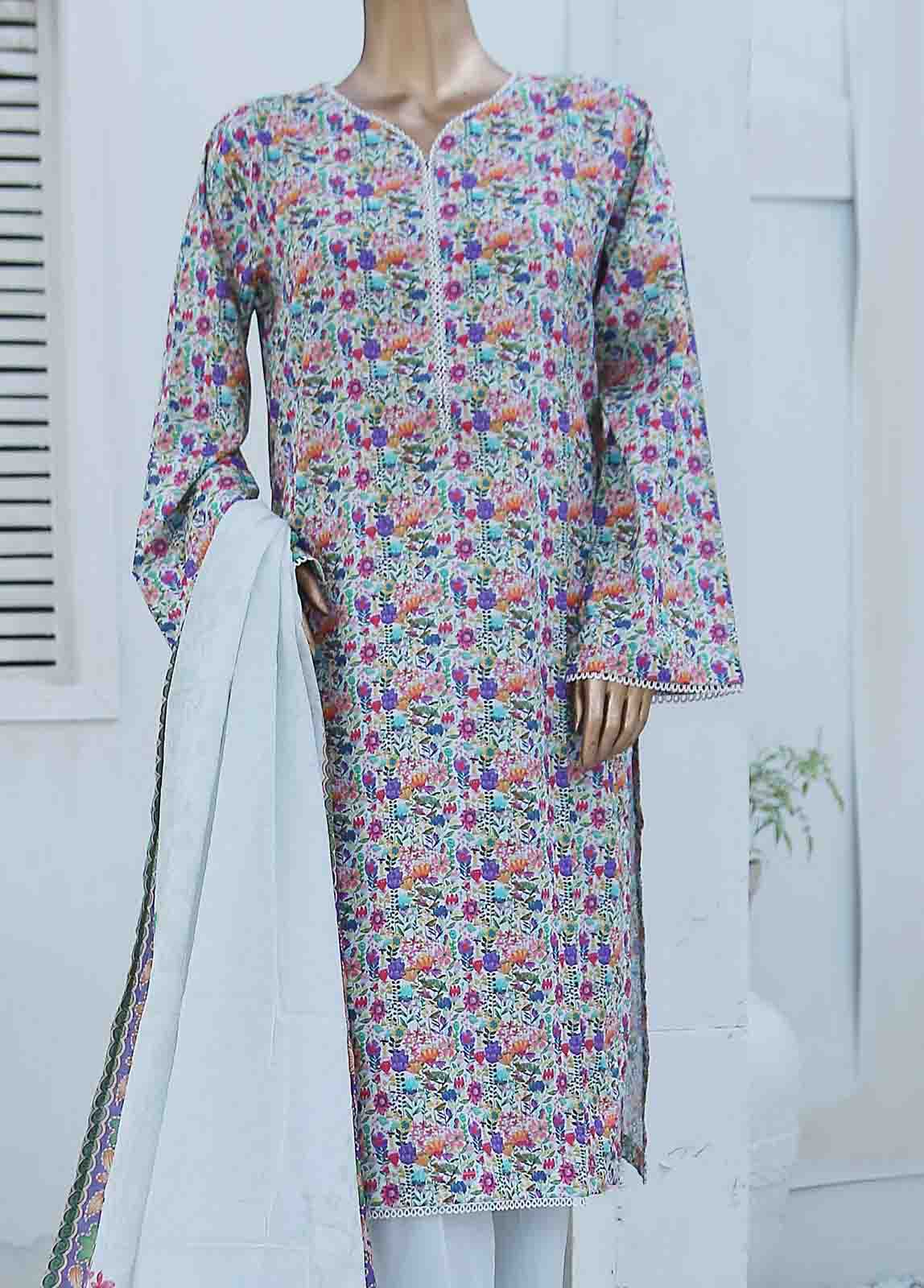 Bin Saeed Fabric - WCF-025-3 Piece Lawn Printed