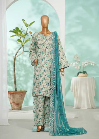 3 Piece MultiColor Embroidered Lawn Shirt with Farshi Trouser & Embroidered Dupatta