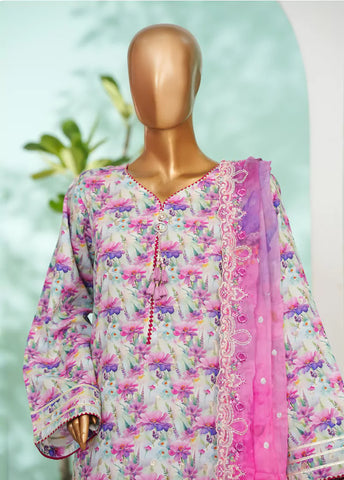 3 Piece MultiColor Embroidered Lawn Shirt with Farshi Trouser & Embroidered Dupatta