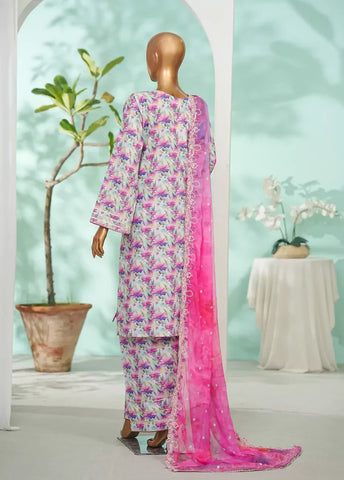 3 Piece MultiColor Embroidered Lawn Shirt with Farshi Trouser & Embroidered Dupatta