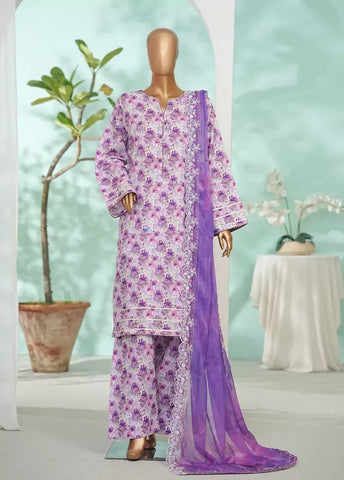 3 Piece MultiColor Embroidered Lawn Shirt with Farshi Trouser & Embroidered Dupatta