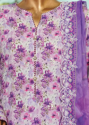3 Piece MultiColor Embroidered Lawn Shirt with Farshi Trouser & Embroidered Dupatta