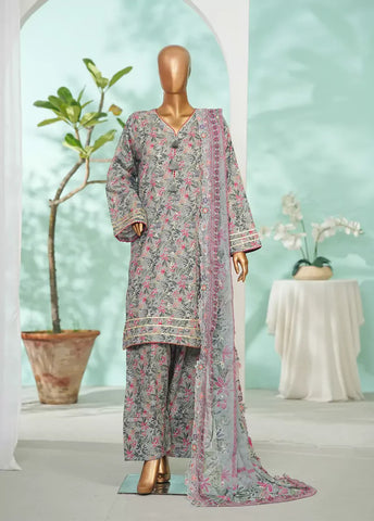 3 Piece MultiColor Embroidered Lawn Shirt with Farshi Trouser & Embroidered Dupatta