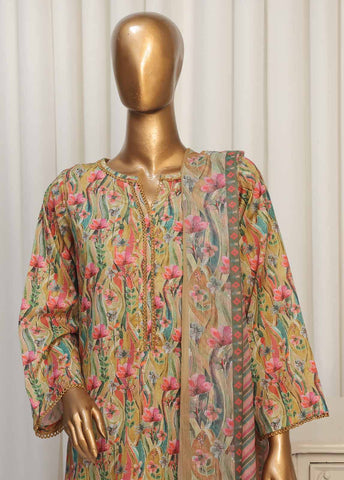 Bin Saeed Fabric - WCK-027- 3 Piece Printed Stitched Suit