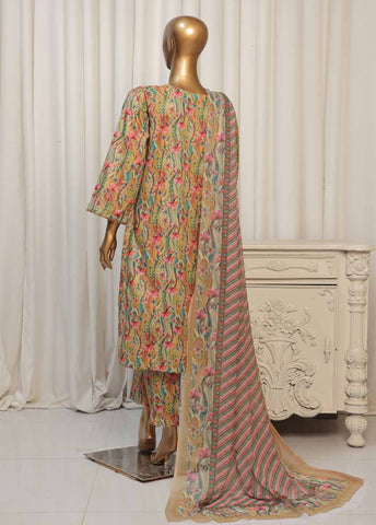 Bin Saeed Fabric - WCK-027- 3 Piece Printed Stitched Suit