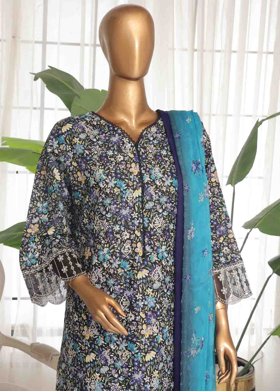 Bin Saeed Fabric - WCKE-002 C-3 Piece Chikankari Stitched Suit