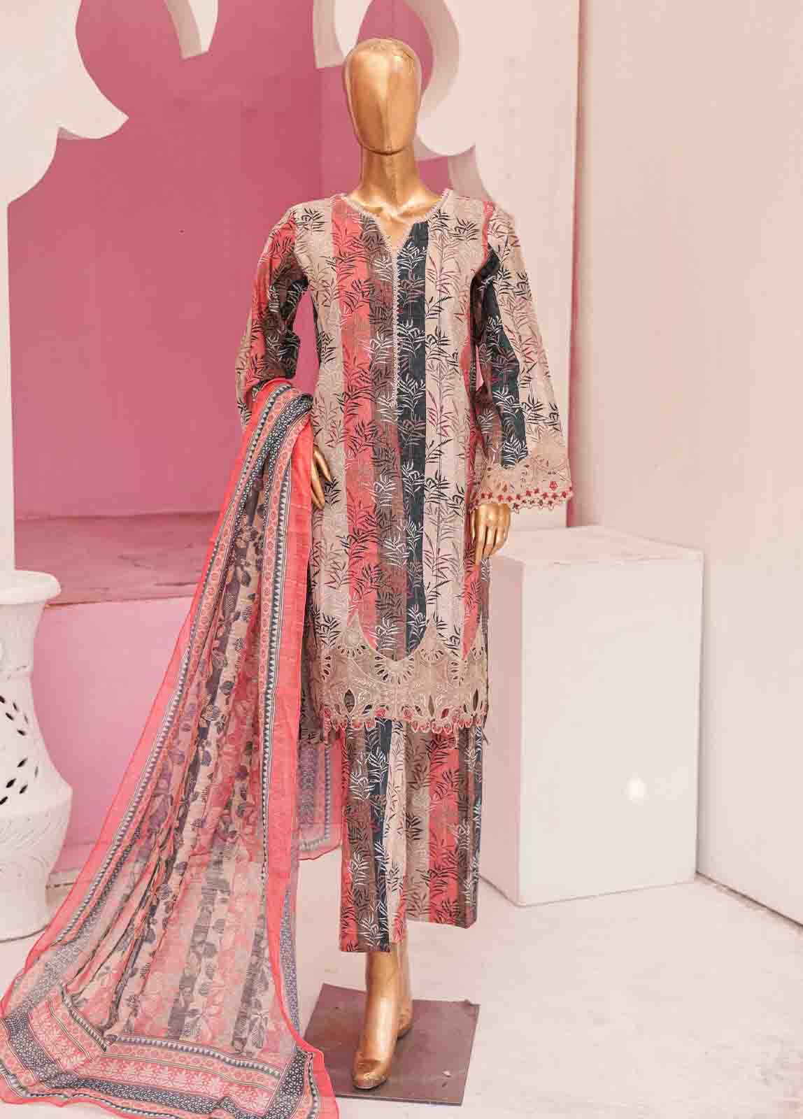 Bin Saeed Fabric - WCKE-003-3 Piece Embroidered Stitched Suit
