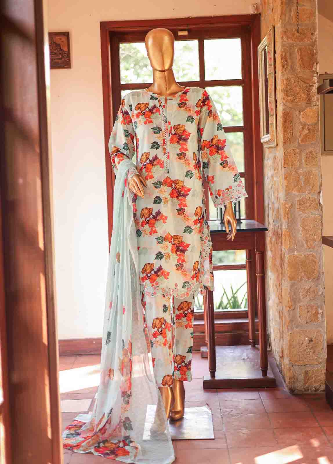 Bin Saeed Fabric - WCKE-007-3 Piece Embroidered Stitched Suit