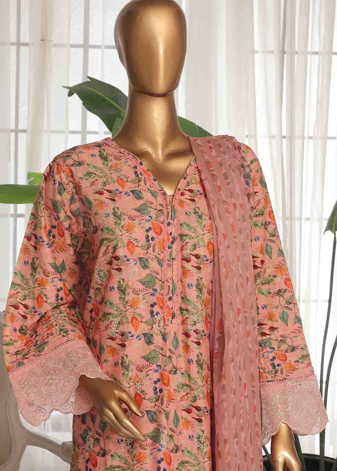 Bin Saeed Fabric - WCKE-010 C-3 Piece Chikankari Stitched Suit