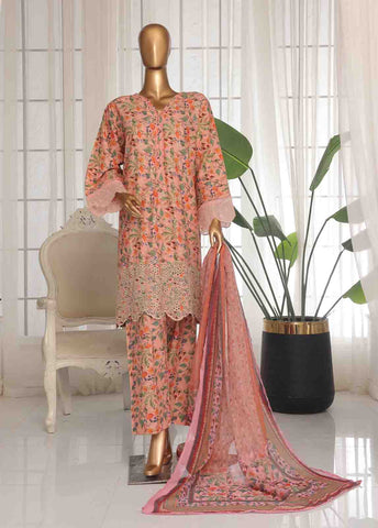 Bin Saeed Fabric - WCKE-010 C-3 Piece Chikankari Stitched Suit