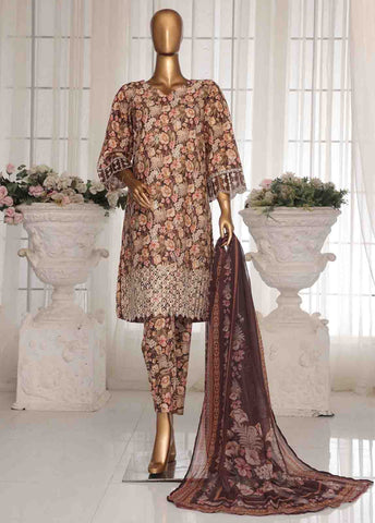 Bin Saeed Fabric - WCKE-014 C-3 Piece Chikankari Stitched Suit
