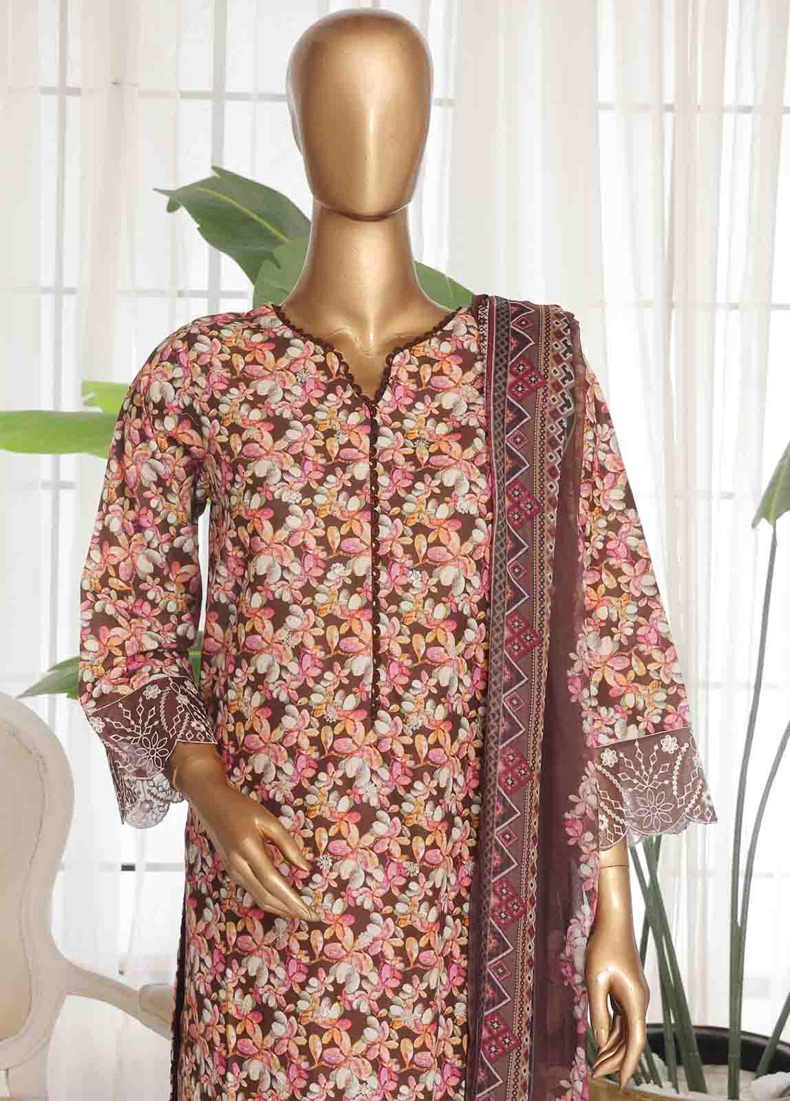 Bin Saeed Fabric - WCKE-014 C-3 Piece Chikankari Stitched Suit