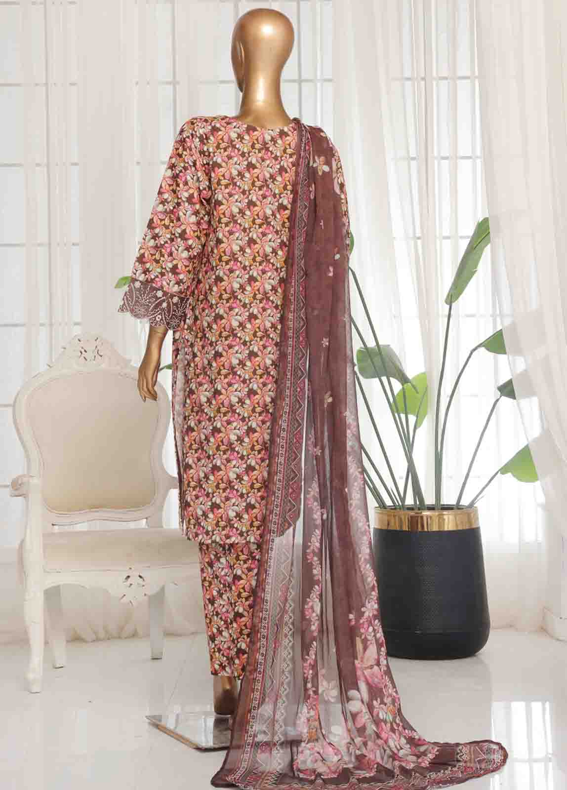 Bin Saeed Fabric - WCKE-017 C-3 Piece Chikankari Stitched Suit
