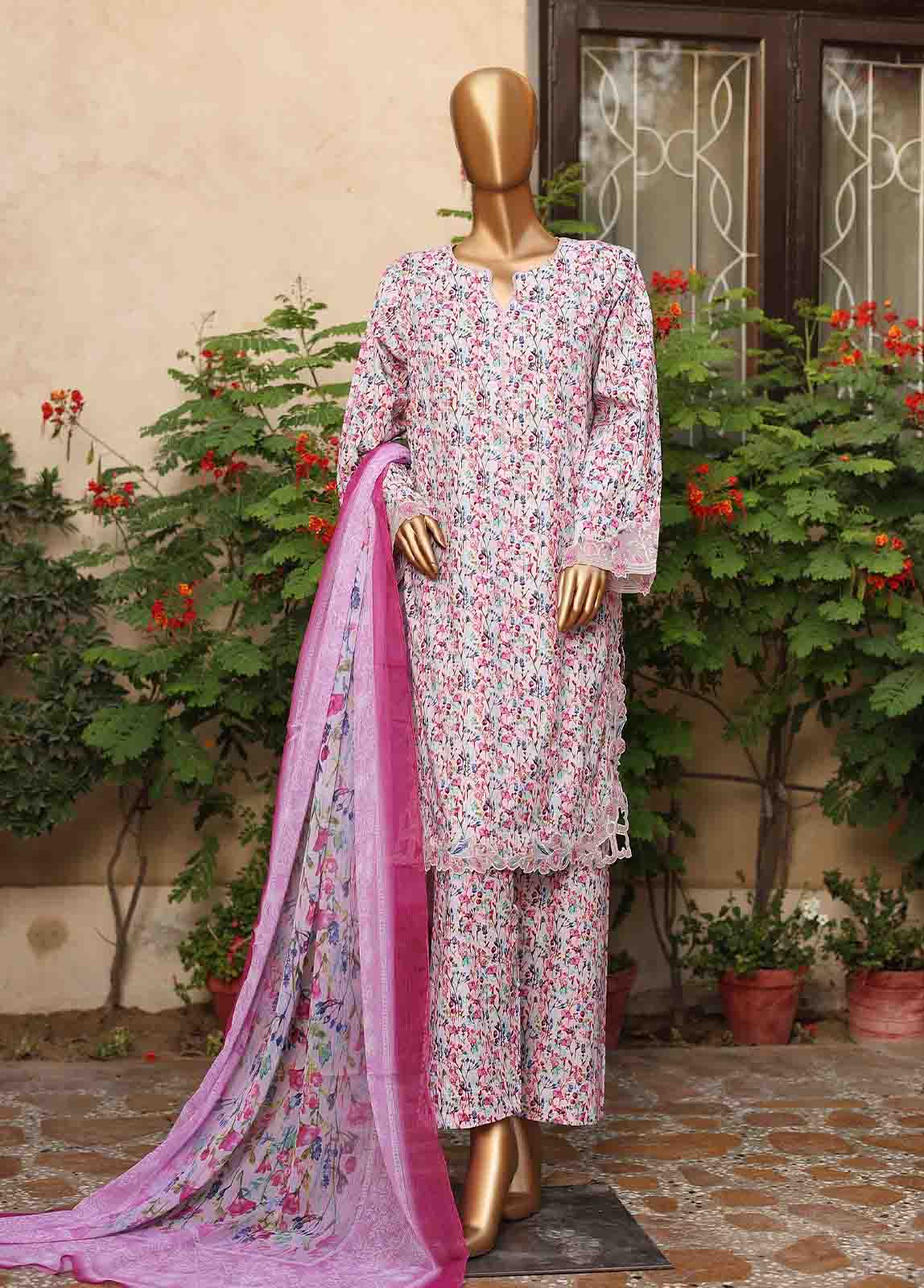 Bin Saeed Fabric - WCKE-020-3 Piece Embroidered Stitched Suit