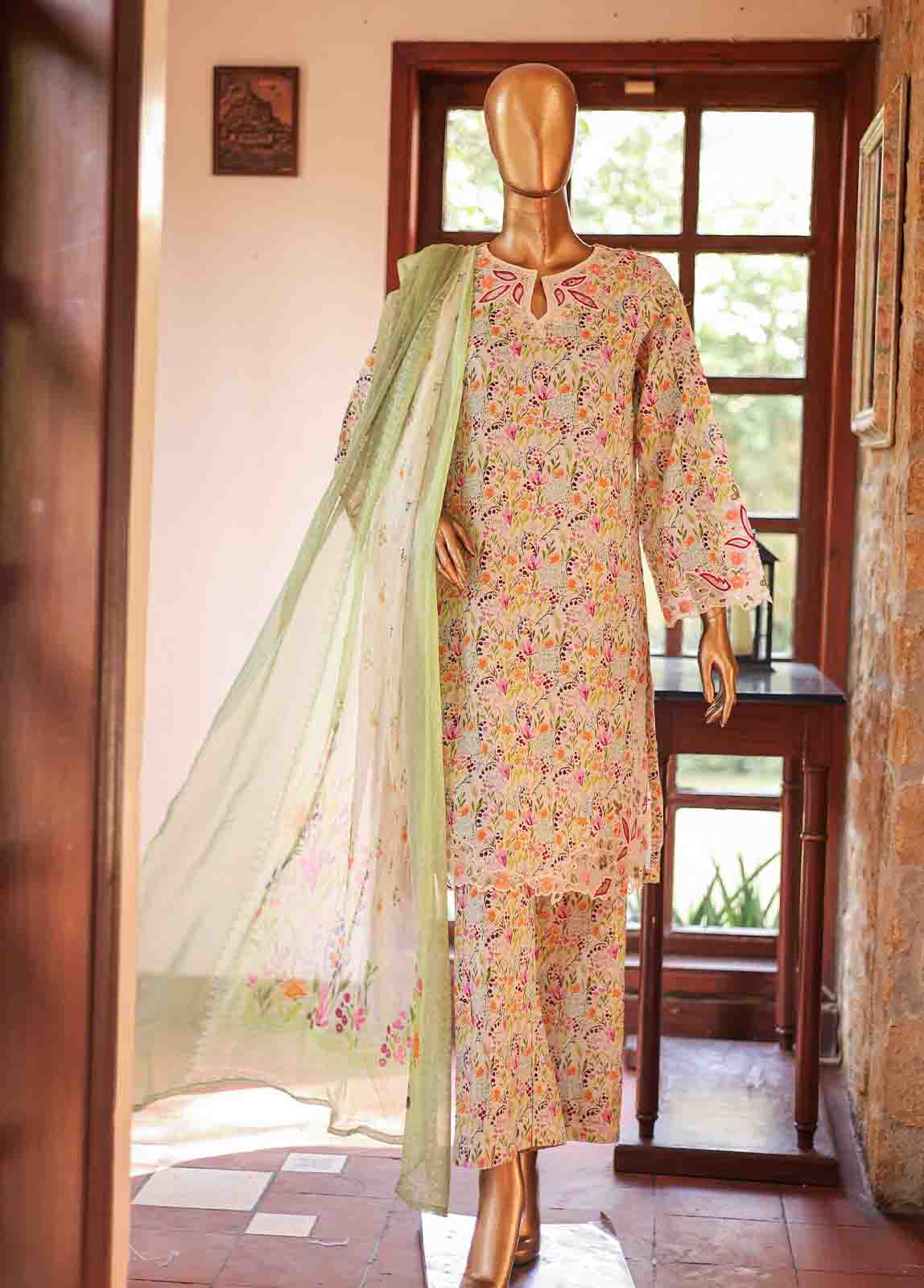 Bin Saeed Fabric - WCKE-022-3 Piece Embroidered Stitched Suit