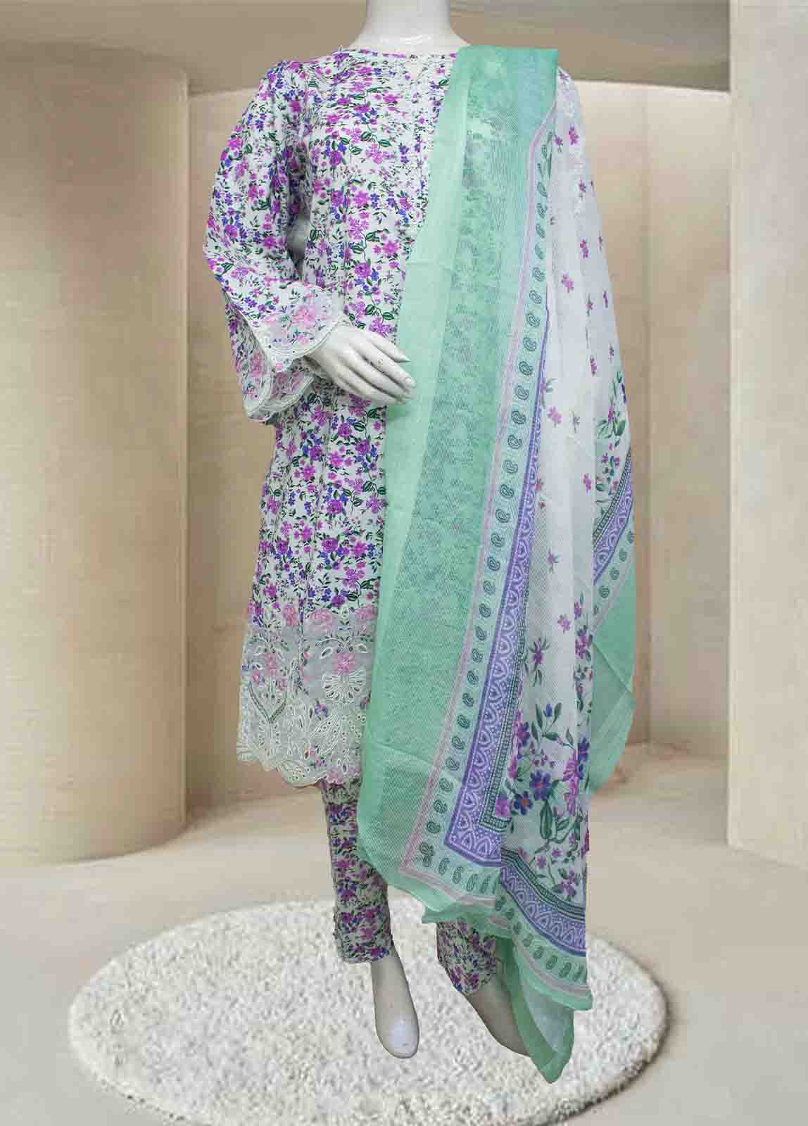 Bin Saeed Fabric - WCKE-023- 3 Piece Embroidered Stitched Suit