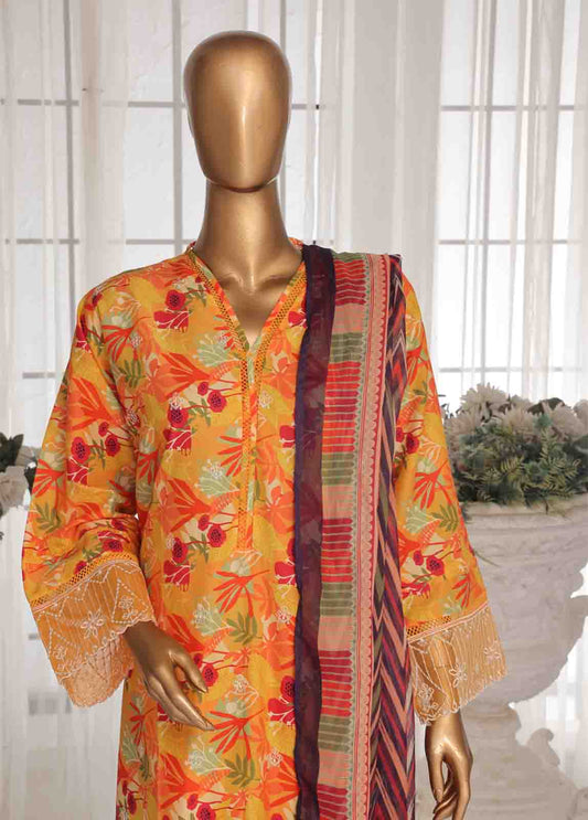 Bin Saeed Fabric - WCKE-024 C-3 Piece Chikankari Stitched Suit