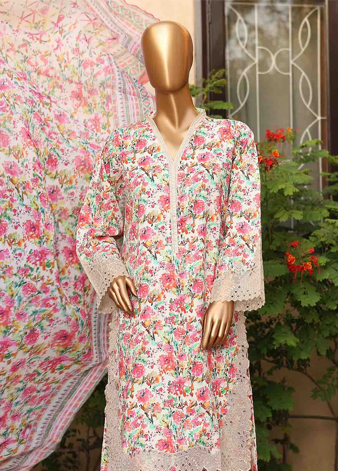 Bin Saeed Fabric - WCKE-026-3 Piece Embroidered Stitched Suit