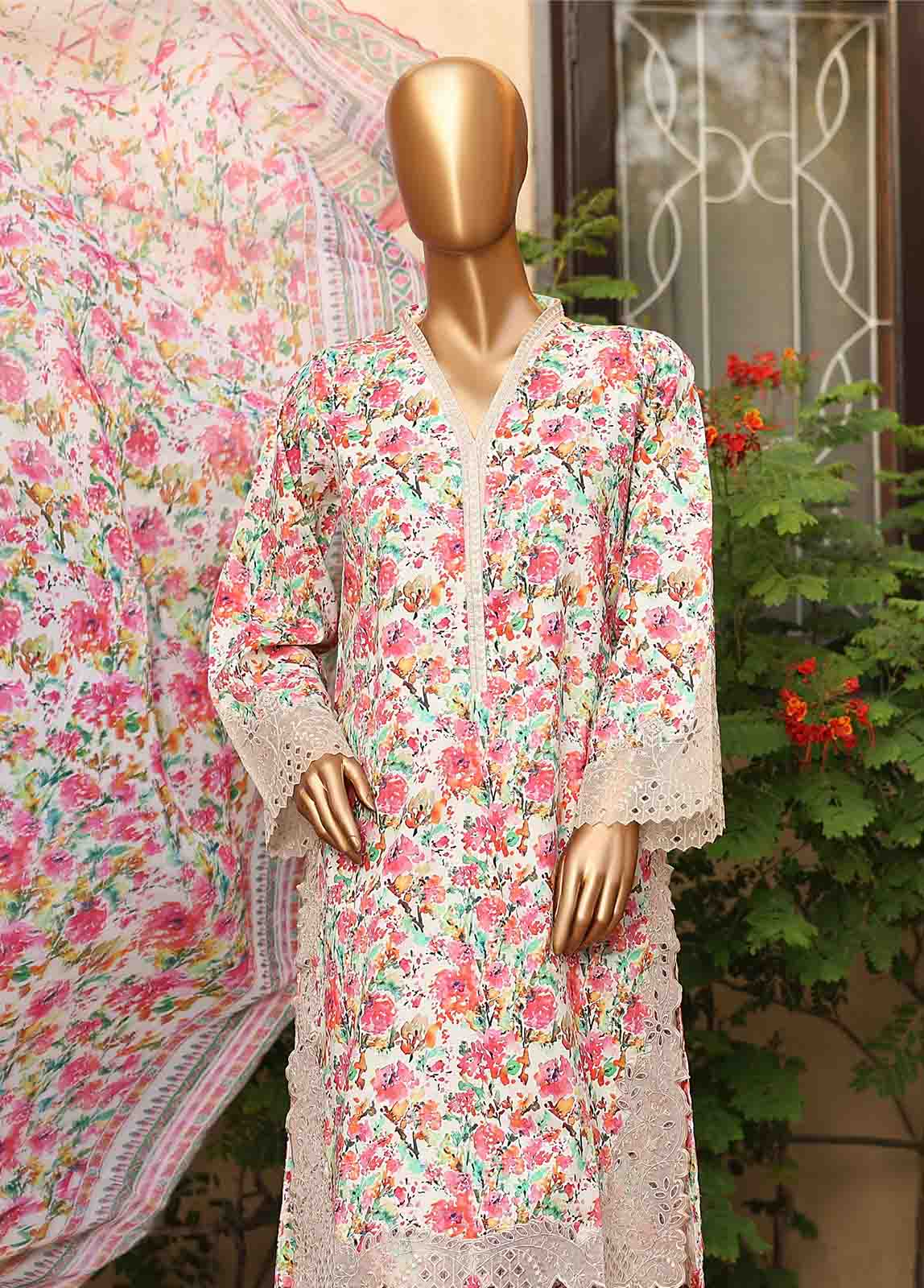 WCKE-026-3 Piece Embroidered Stitched Suit