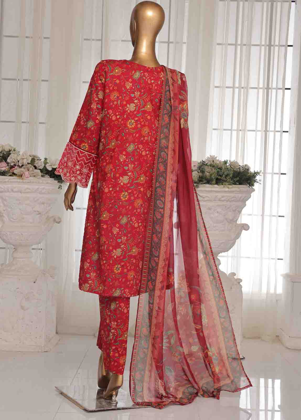 Bin Saeed Fabric - WCKE-026 C-3 Piece Chikankari Stitched Suit