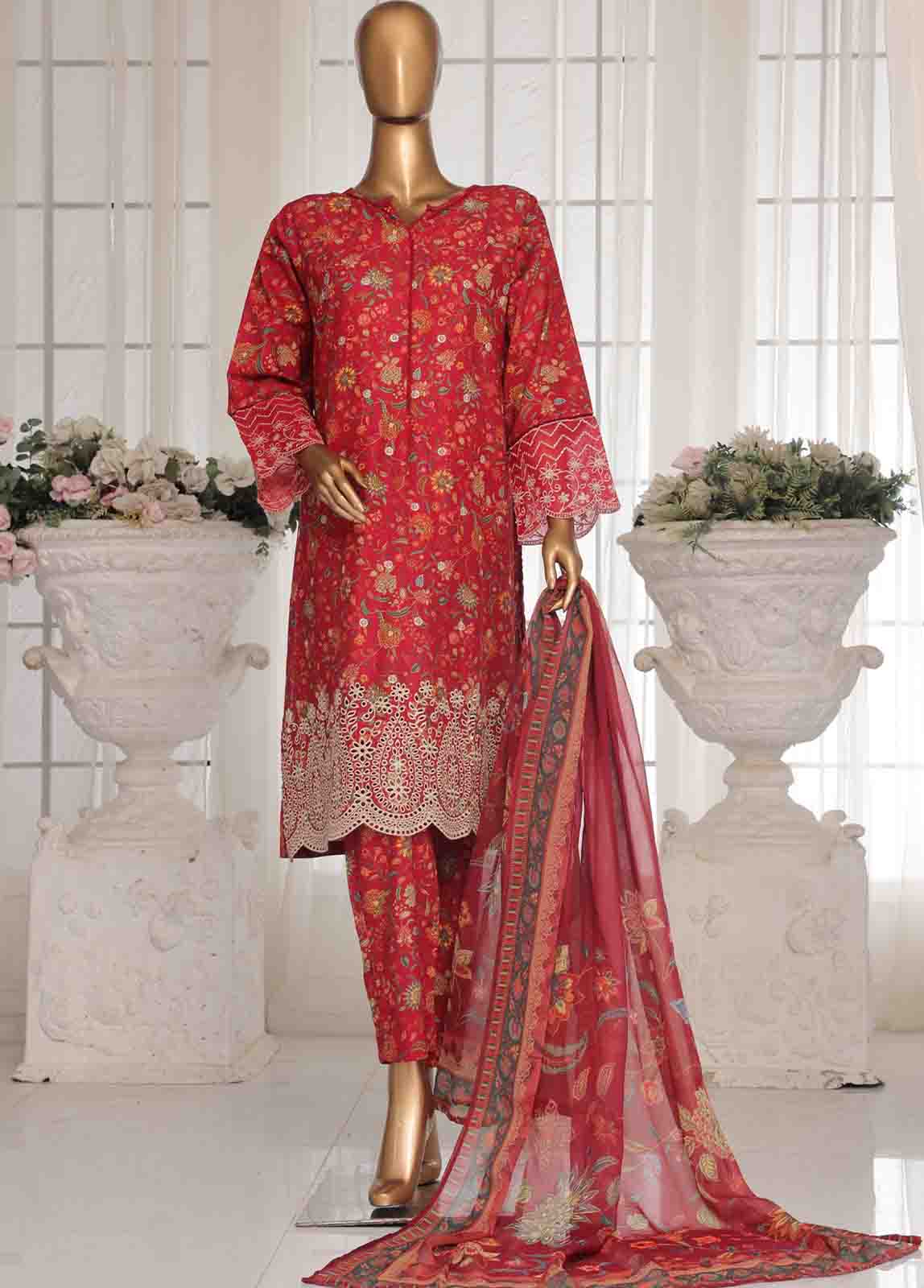 Bin Saeed Fabric - WCKE-026 C-3 Piece Chikankari Stitched Suit