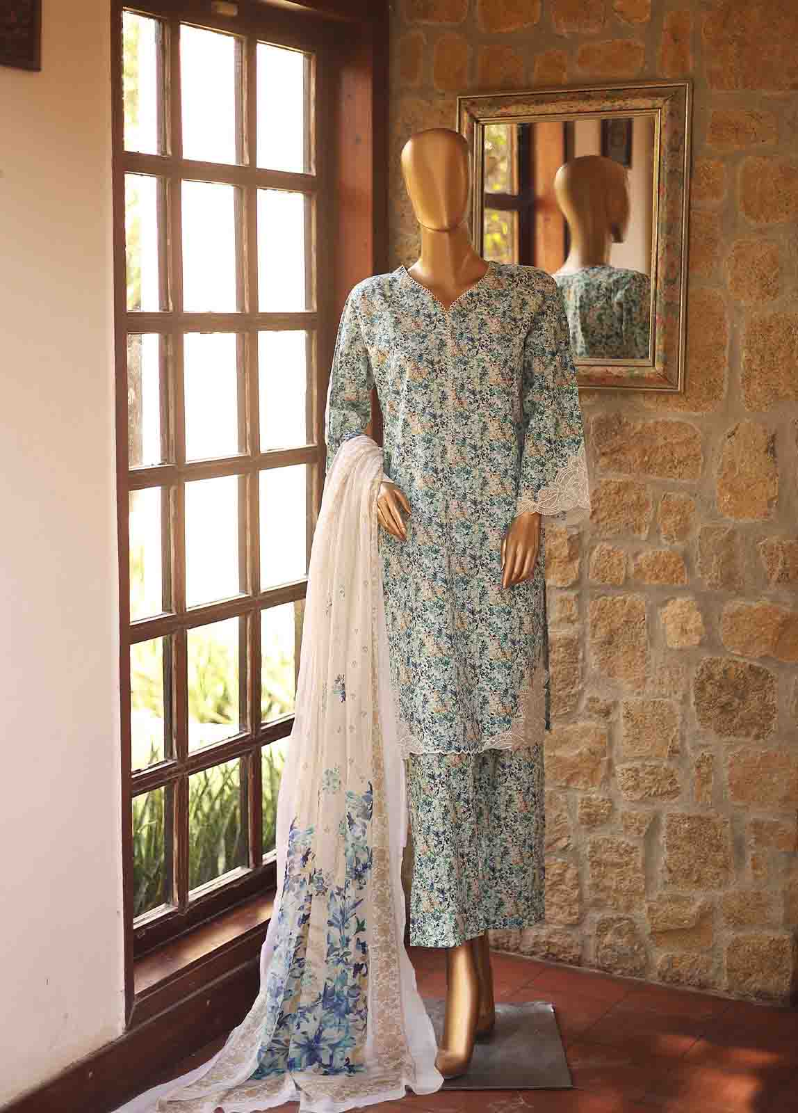 Bin Saeed Fabric - WCKE-035-3 Piece Embroidered Stitched Suit