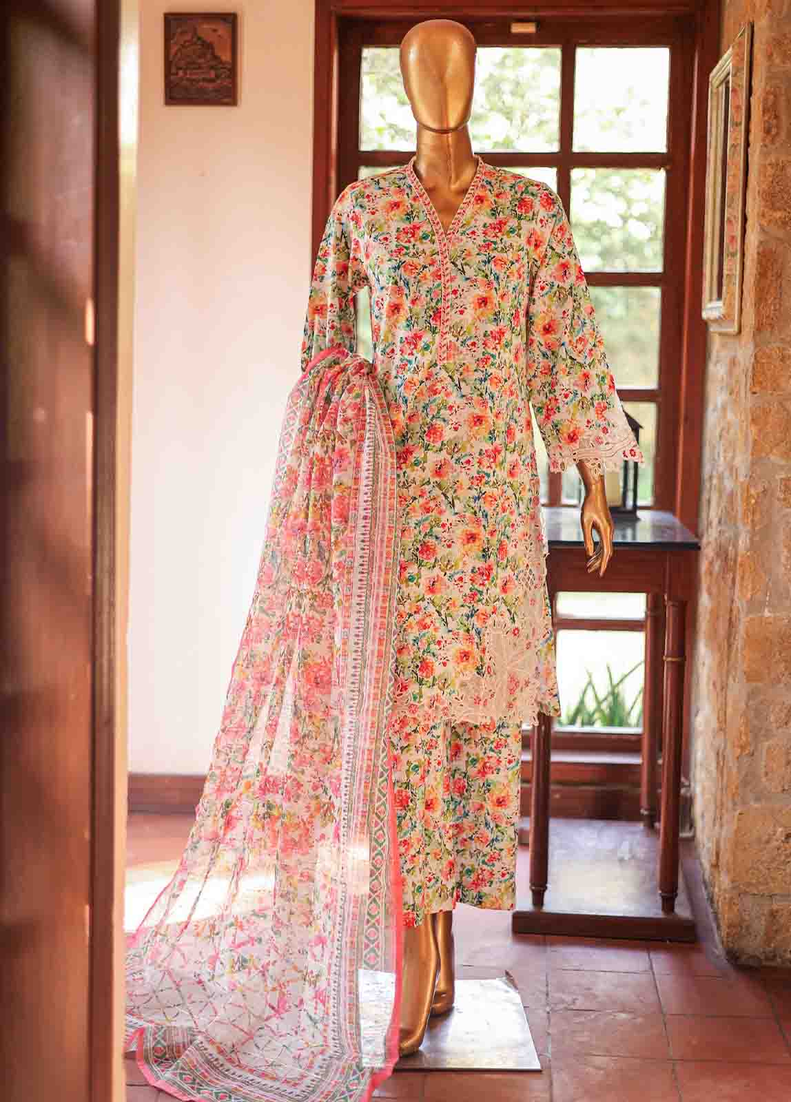 Bin Saeed Fabric - WCKE-037-3 Piece Embroidered Stitched Suit